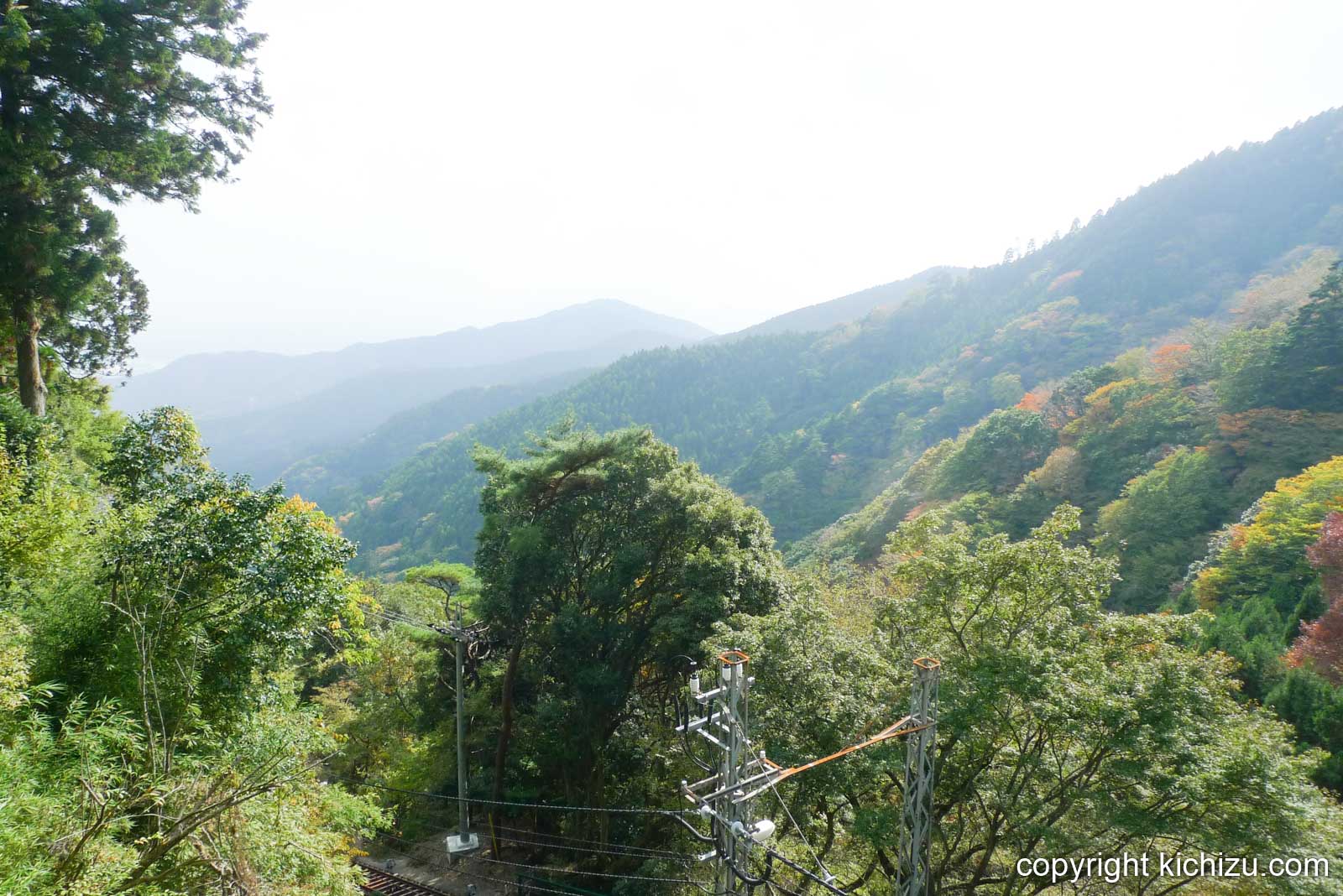 大山ケーブルカー阿夫利神社駅から見下ろした様子